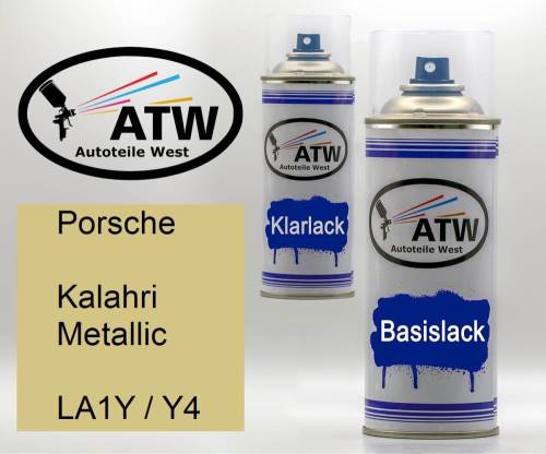 Porsche, Kalahri Metallic, LA1Y / Y4: 400ml Sprühdose + 400ml Klarlack - Set, von ATW Autoteile West.